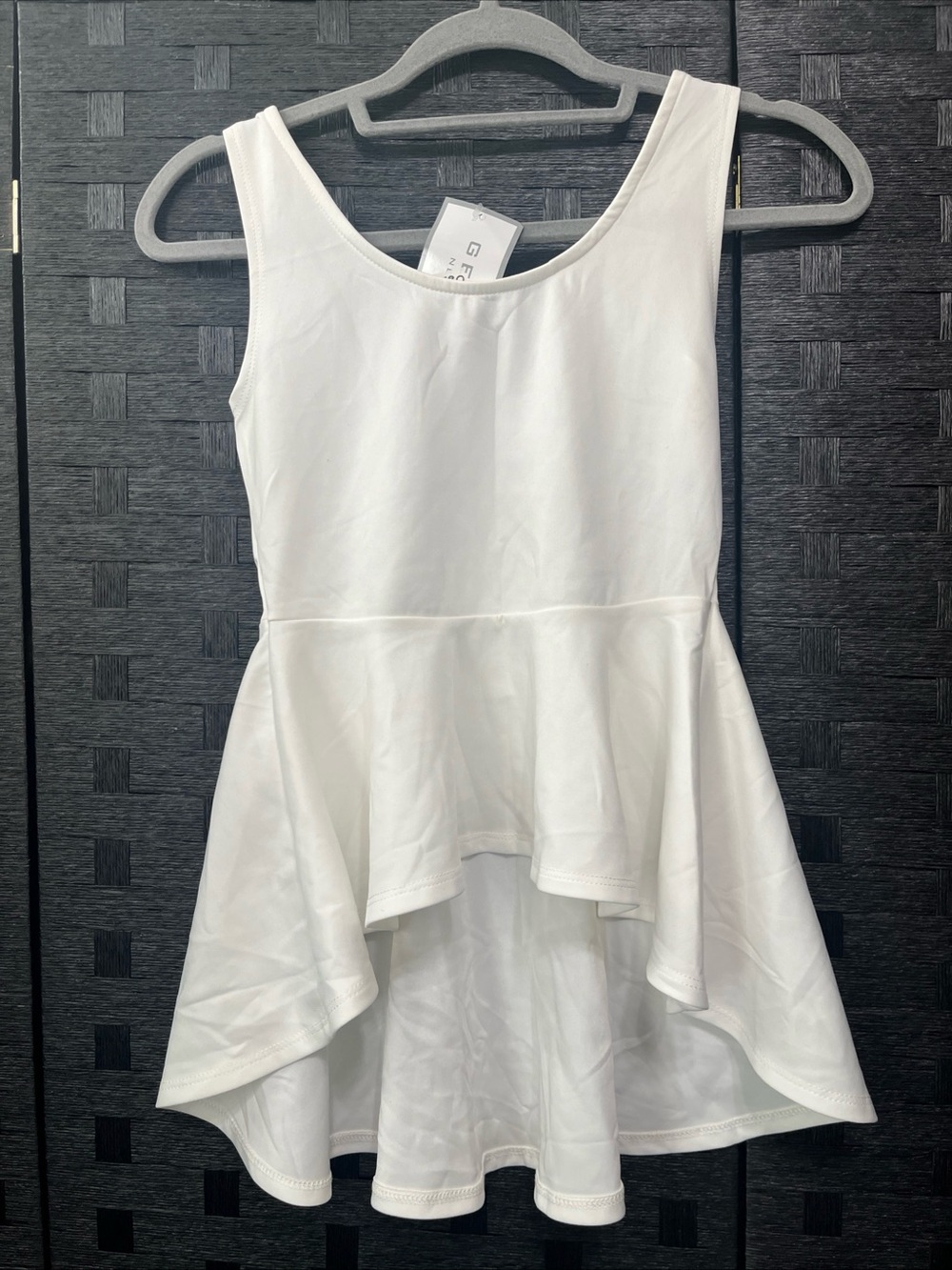 Vintage White Sleeveless High-low Peplum Tank Top Women's Size Medium NWT